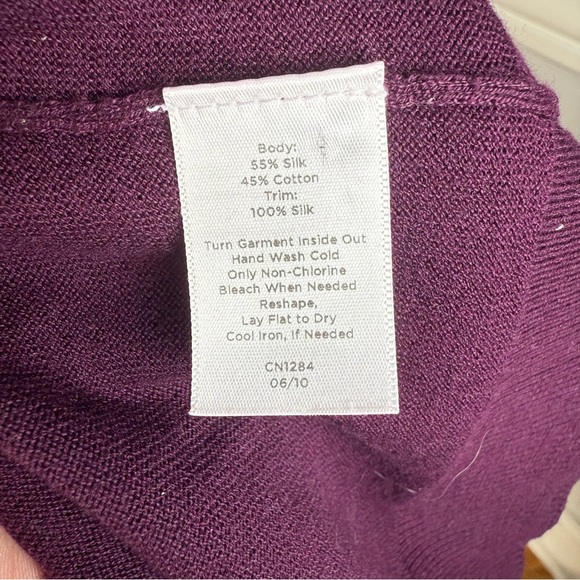 Talbots Silk Blend Cardigan Mauve Ribbons Girlie Fall Wedding Guest Size Large - Picture 7 of 7